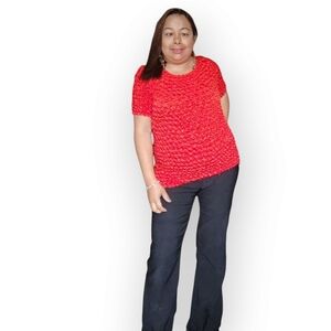 Vintage 90s  RED POPCORN SHIRT WOMENS MEDIUM